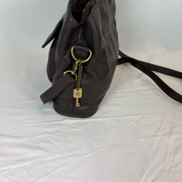 Fossil Classic Genuine Leather Satchel Crossbody Bag Brown - Picture 12 of 14